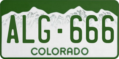 CO license plate ALG666
