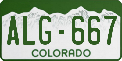CO license plate ALG667