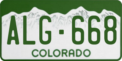 CO license plate ALG668
