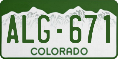 CO license plate ALG671