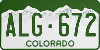 CO license plate ALG672