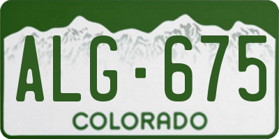 CO license plate ALG675