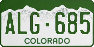 CO license plate ALG685