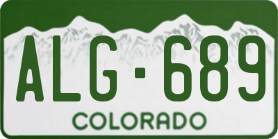 CO license plate ALG689