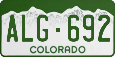 CO license plate ALG692