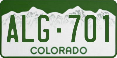 CO license plate ALG701
