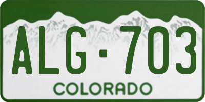 CO license plate ALG703