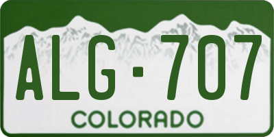 CO license plate ALG707
