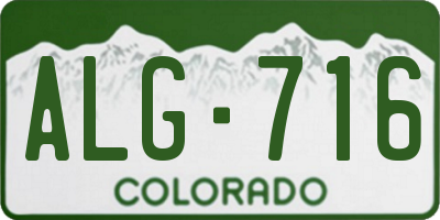 CO license plate ALG716