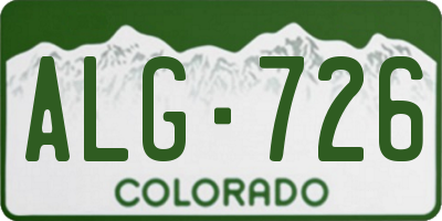 CO license plate ALG726