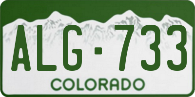 CO license plate ALG733