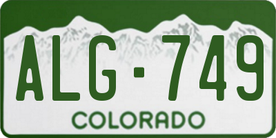 CO license plate ALG749