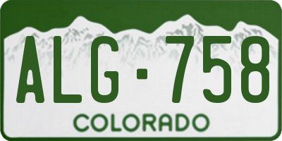 CO license plate ALG758