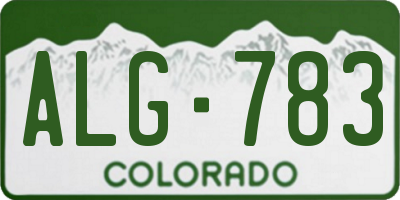 CO license plate ALG783