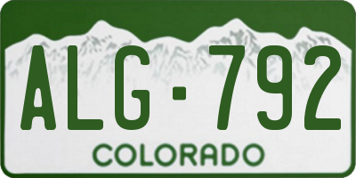 CO license plate ALG792