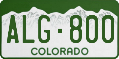 CO license plate ALG800