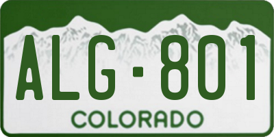 CO license plate ALG801