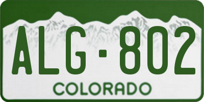 CO license plate ALG802
