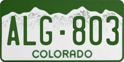 CO license plate ALG803
