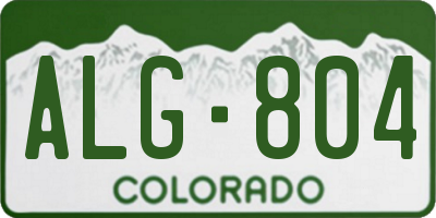 CO license plate ALG804