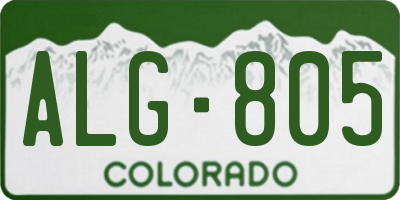 CO license plate ALG805