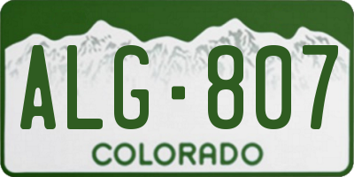 CO license plate ALG807