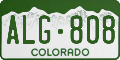 CO license plate ALG808