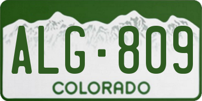 CO license plate ALG809