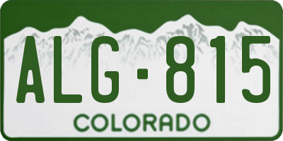 CO license plate ALG815