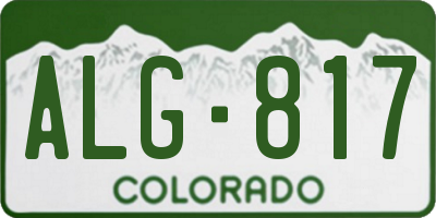 CO license plate ALG817