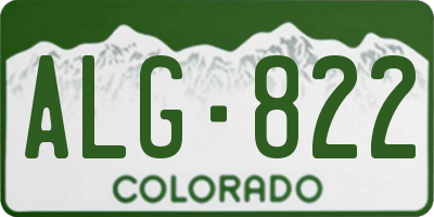 CO license plate ALG822