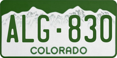 CO license plate ALG830