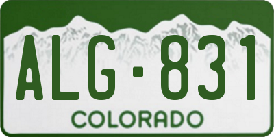 CO license plate ALG831