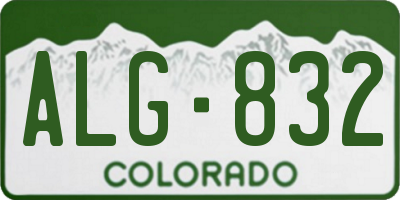 CO license plate ALG832
