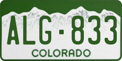 CO license plate ALG833