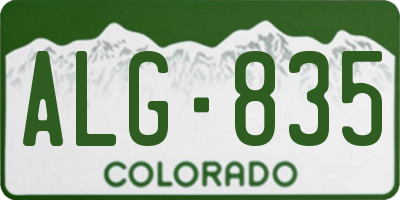 CO license plate ALG835
