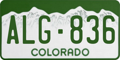 CO license plate ALG836