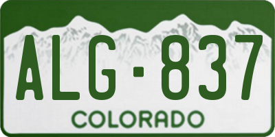 CO license plate ALG837