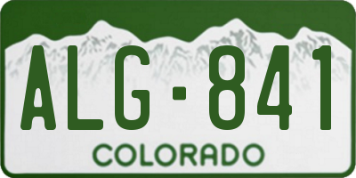 CO license plate ALG841