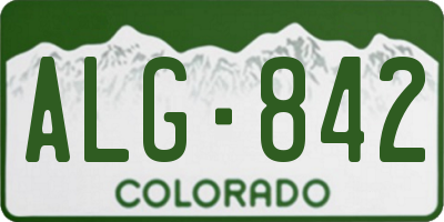 CO license plate ALG842