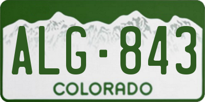 CO license plate ALG843