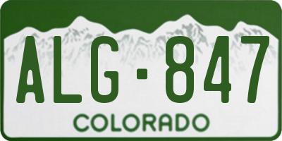 CO license plate ALG847