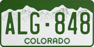 CO license plate ALG848