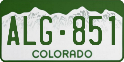 CO license plate ALG851