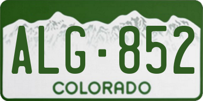 CO license plate ALG852