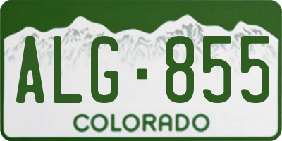 CO license plate ALG855