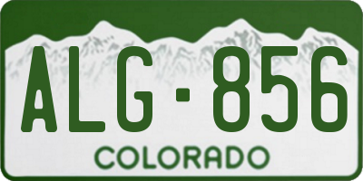 CO license plate ALG856