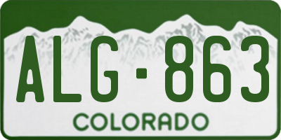 CO license plate ALG863