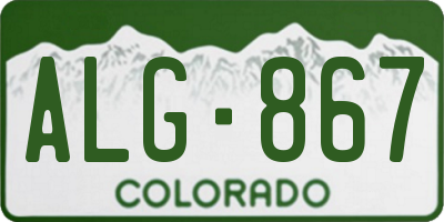 CO license plate ALG867