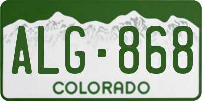 CO license plate ALG868